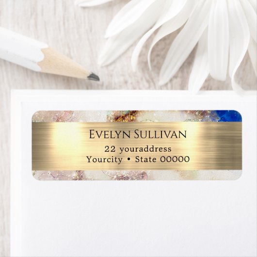 Glitter waterverf Gold folie Return Address Label (Insitu)