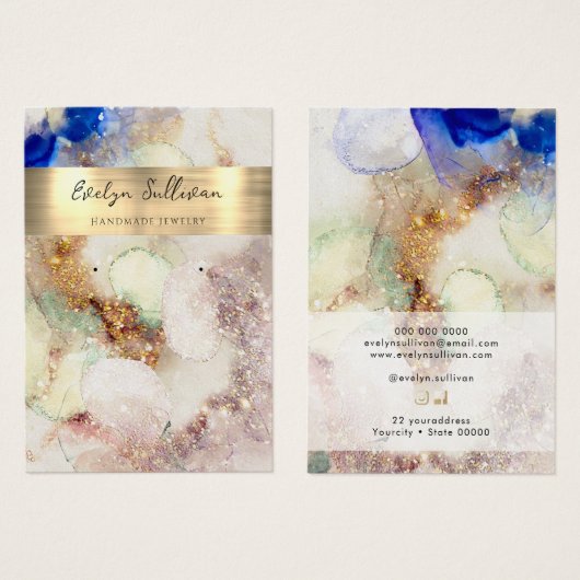 Glitter waterverf Gold folie sieraden Visitekaartje (Voorkant /achterkant)