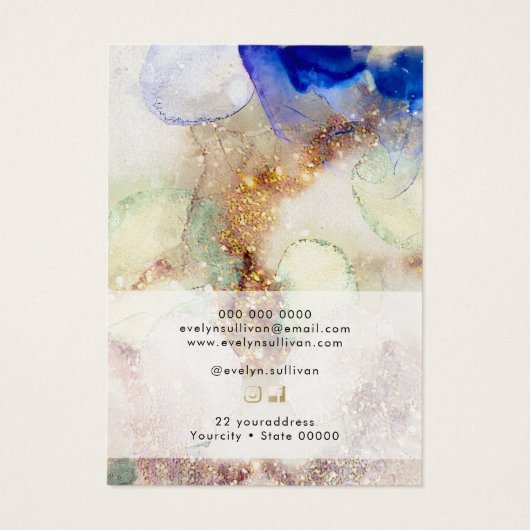 Glitter waterverf Gold folie sieraden Visitekaartje (Achterkant)