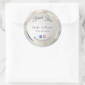 Glitter waterverf golven bedankt ronde sticker (Tas)