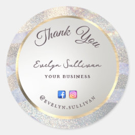 Glitter waterverf golven bedankt ronde sticker