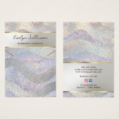 Glitter waterverf golven ketting displaykaart visitekaartje (Voorkant /achterkant)