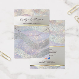 Glitter waterverf golven ketting displaykaart visitekaartje