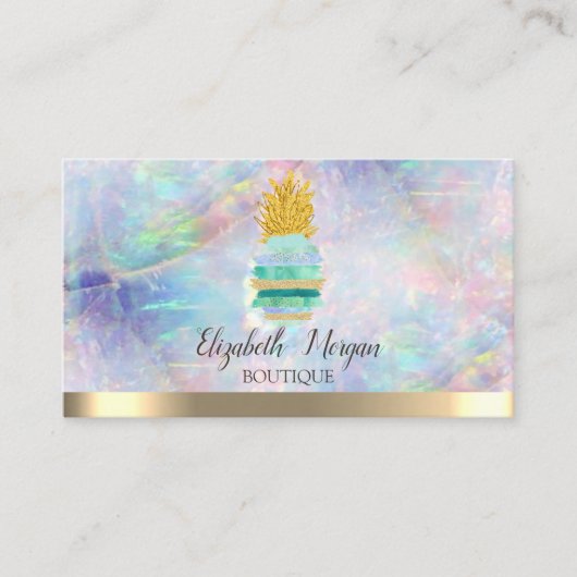 Glitter Waterverf Green Pineapple Opal Visitekaartje (Voorkant)