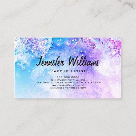 Glitter-Waterverf in holografisch materiaal Visitekaartje (Achterkant)