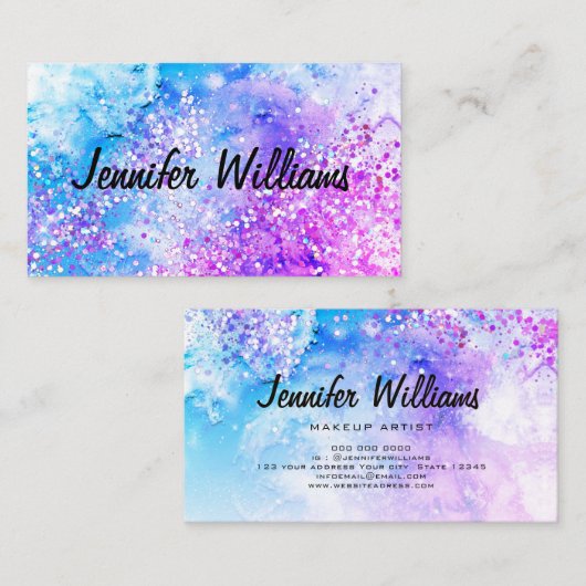 Glitter-Waterverf in holografisch materiaal Visitekaartje (Voorkant / Achterkant)