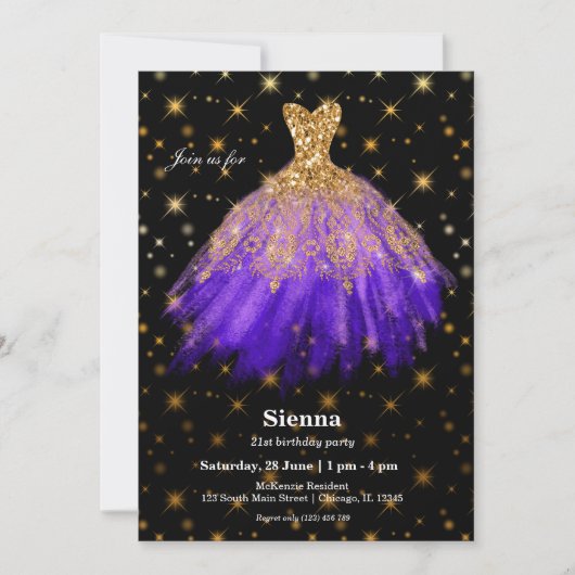 Glitter waterverf jurken kaart (Voorkant)