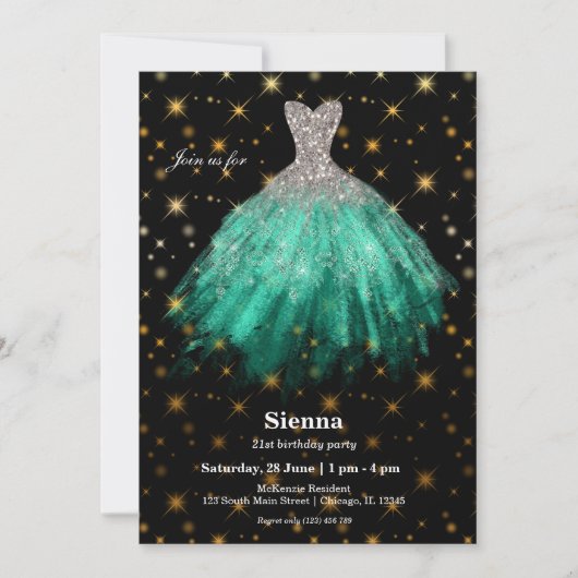 Glitter waterverf jurken kaart (Voorkant)