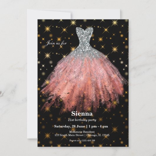 Glitter waterverf jurken kaart (Voorkant)