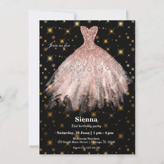 Glitter waterverf jurken kaart (Voorkant)