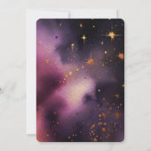 Glitter Waterverf Paarse en gouden bloemenbruiloft Kaart (Achterkant)