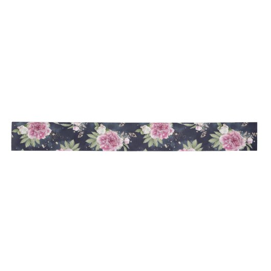 Glitter Waterverf Pink Blue Floral Girly Glam Satijnen Lint (Voorkant)