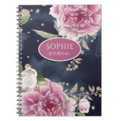 Glitter Waterverf Pink Floral Girly Notitieboek (Voorkant)