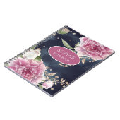 Glitter Waterverf Pink Floral Girly Notitieboek (Linkerzijde)