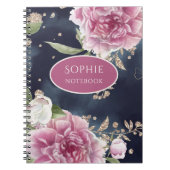 Glitter Waterverf Pink Floral Girly Notitieboek (Voorkant)