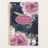 Glitter Waterverf Pink Floral Girly Planner (Voorkant)