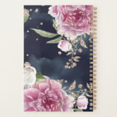 Glitter Waterverf Pink Floral Girly Planner (Achterkant)