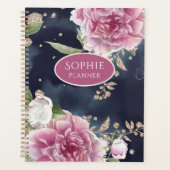 Glitter Waterverf Pink Floral Girly Planner (Voorkant)