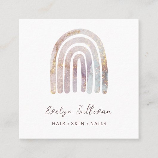 Glitter waterverf regenboog visitekaartje (Voorkant)