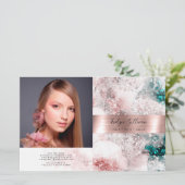 Glitter waterverf roos gouden folie bifold brochur (Staand voorkant)