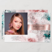 Glitter waterverf roos gouden folie bifold brochur (Voorkant / Achterkant)