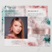 Glitter waterverf roos gouden folie bifold brochur (Voorkant / Achterkant)