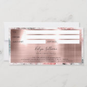 Glitter waterverf roos gouden folie cadeaubon (Achterkant)