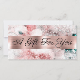 Glitter waterverf roos gouden folie cadeaubon