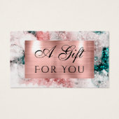 Glitter waterverf roos gouden folie cadeaubon visitekaartje (Voorkant)