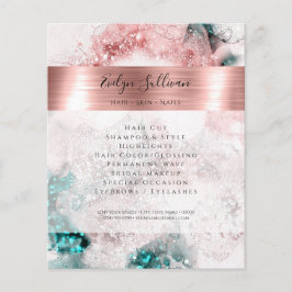 Glitter waterverf roos gouden folie flyer
