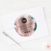 Glitter Waterverf Roos Goudfolie Dank u Ronde Sticker (Envelop)
