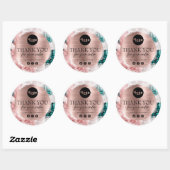Glitter Waterverf Roos Goudfolie Dank u Ronde Sticker (Vel)