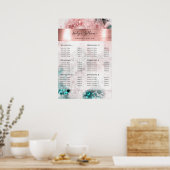 Glitter Waterverf Roos Goudfolie prijslijst Poster (Keuken)
