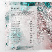 Glitter Waterverf Roos Goudfolie Trifold Brochure Drieluik Kaart (Binnenzijde eerst)