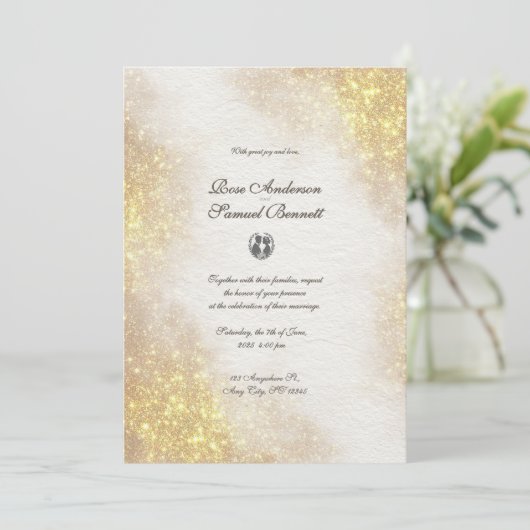 Glitter Waterverf Vormen bruiloft Kaart (Staand voorkant)