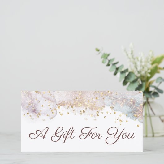Glitter waterverf vormen cadeaubon (Staand voorkant)