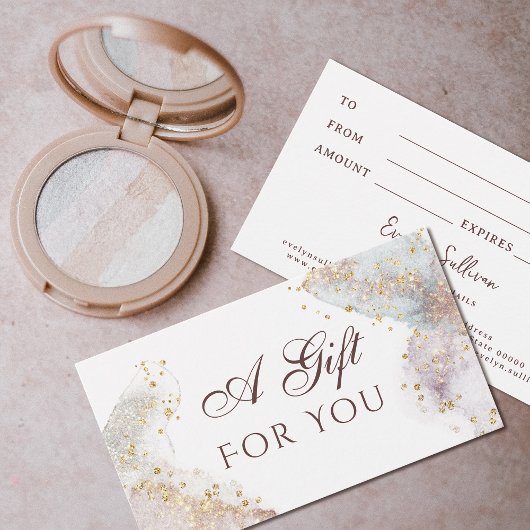 Glitter waterverf vormen cadeaubon visitekaartje