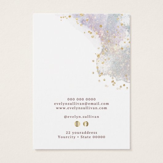 Glitter waterverf vormen ketting display kaart (Achterkant)