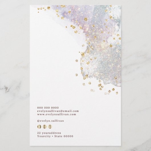 Glitter waterverf vormen prijslijst flyer (Achterkant)