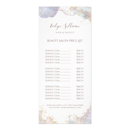 Glitter waterverf vormen prijslijst rack kaart (Voorkant)