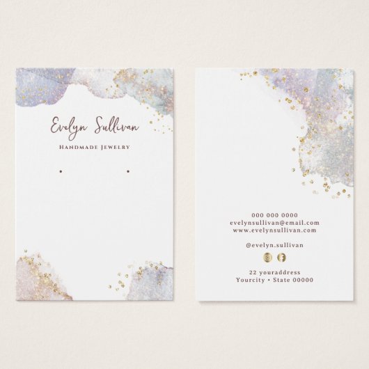 Glitter waterverf vormen sieraden display kaart (Voorkant /achterkant)