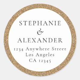 Glitter Weddenschap Gold Retouradres Ronde Sticker