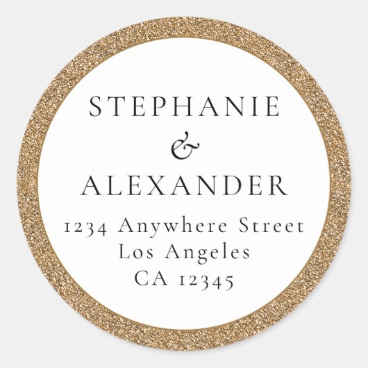 Glitter Weddenschap Gold Retouradres Ronde Sticker (Voorkant)