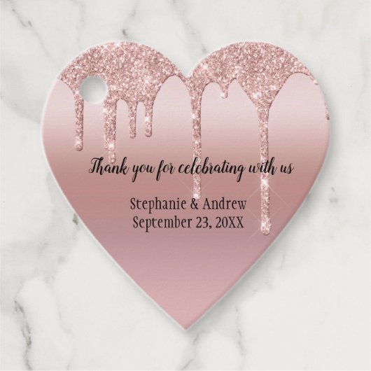 Glitter Weddenschap op maat van Roos Gold Driving Bedankjes Labels (Voorkant)