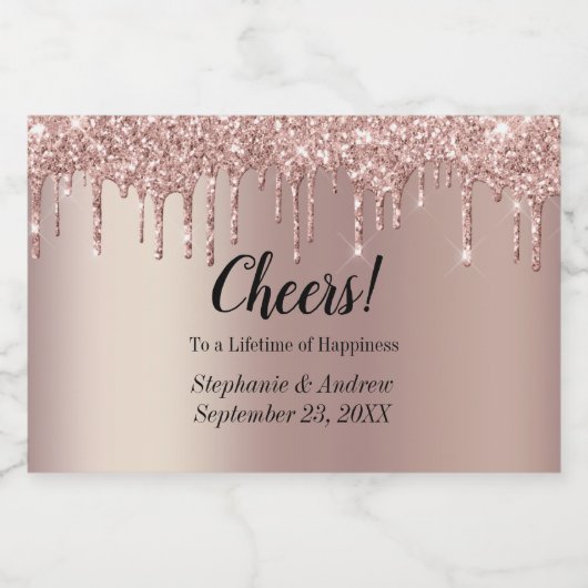 Glitter Weddenschap op maat van Roos Gold Driving Sparkling Wijnetiket (Enkel label)