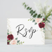 Glitter Wedding door Bourgogne & Blush Flowers RSVP Kaartje (Staand voorkant)