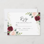 Glitter Wedding door Bourgogne & Blush Flowers RSVP Kaartje (Achterkant)