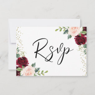 Glitter Wedding door Bourgogne & Blush Flowers RSVP Kaartje