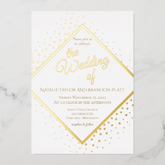 Glitter Wedding door Classy gold Folie Uitnodiging (Voorkant)