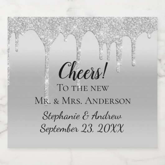 Glitter Wedding Favor op maat Sparkling Wijnetiket (Enkel label)